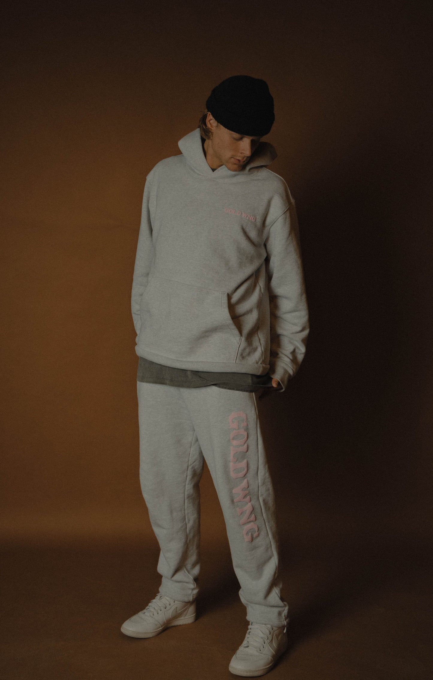 Logo Sweatpants in Ash Gray & Pink