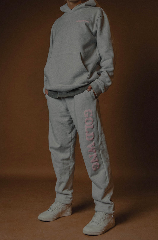 Logo Sweatpants in Ash Gray & Pink