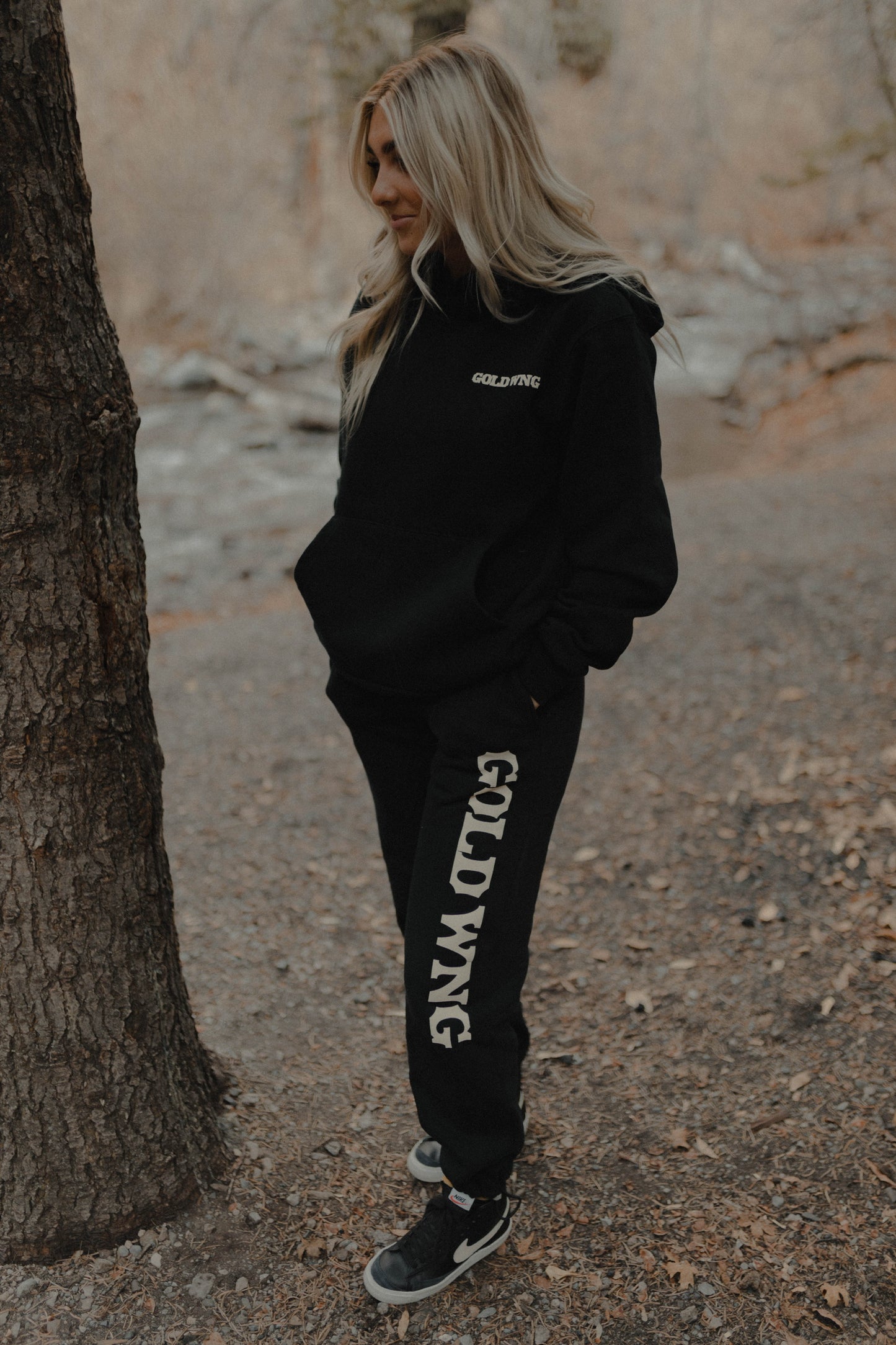 Circle Logo Hoodie in Black & Bone