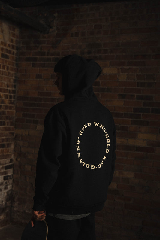 Circle Logo Hoodie in Black & Bone