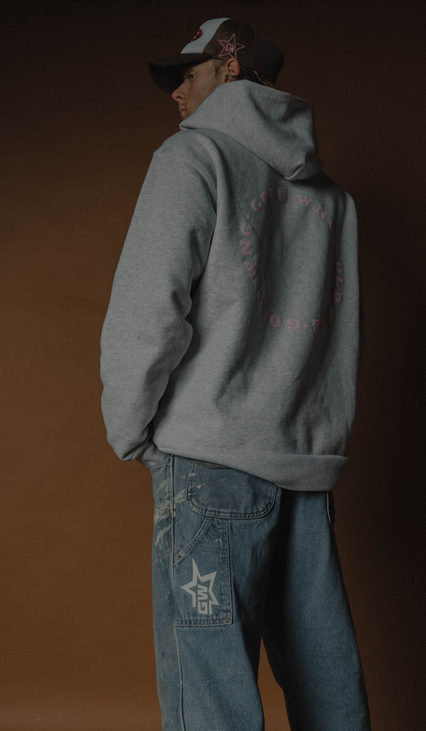 Circle Logo Hoodie Ash Gray & Pink